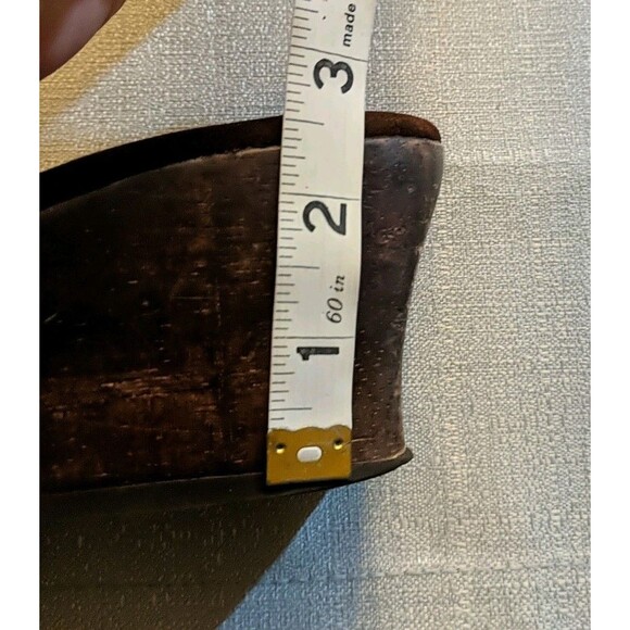 Steve Madden Drill Wood Wedge Leather Open Slip-On Sandals Platform Buckle 7B - Picture 12 of 12